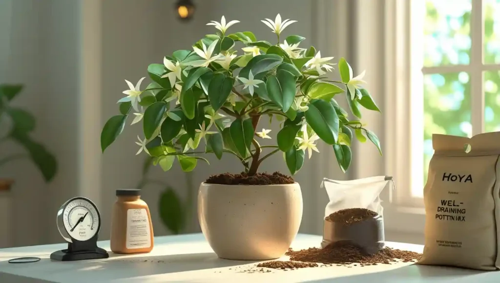 An image that show things to care a hoya plant