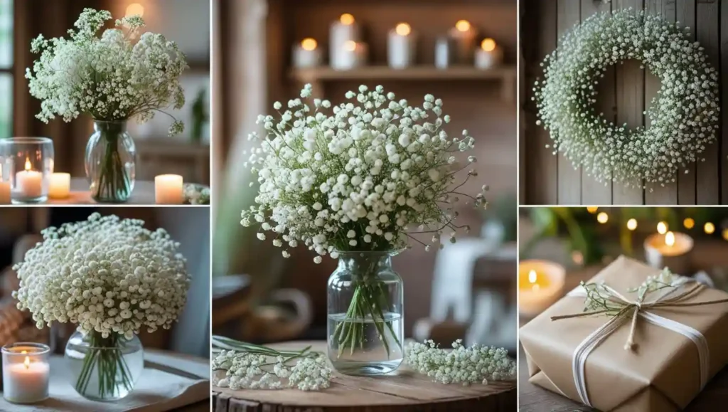 An image show ways to decorate Baby Breath Flowers