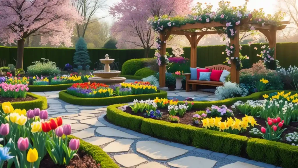 An image of a layout of stunning spring garden