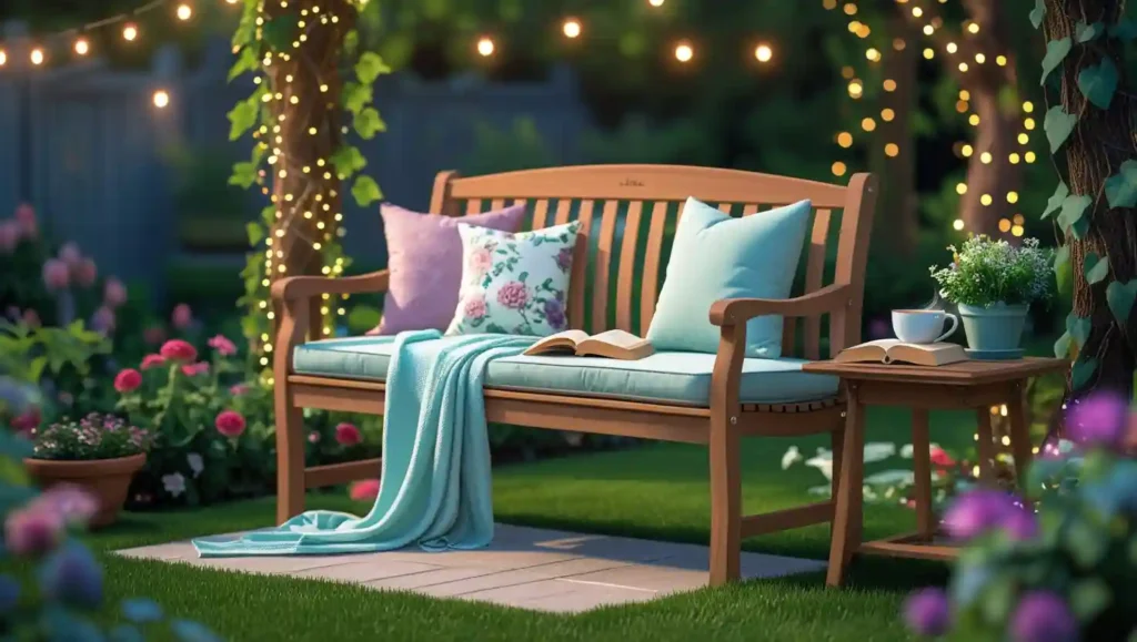 A beautiful and stunning image of a garden bench