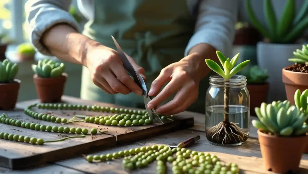 An image that show how to propagate a rosary plant
