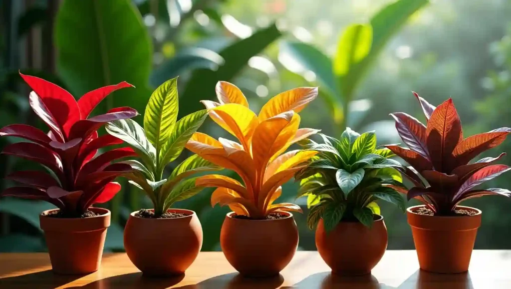 An image show different type of Croton plants